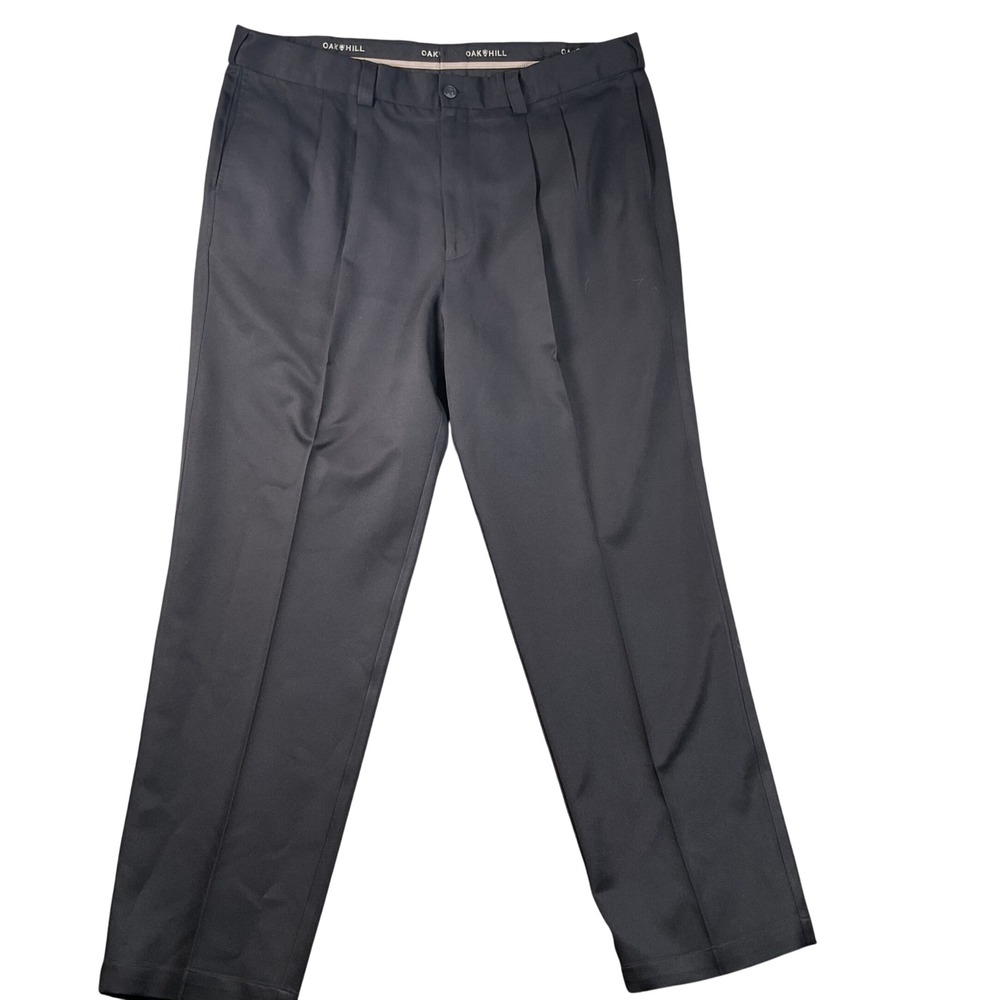 Oak Hill Pleated Dress Pants Mens 42x32 Black Excellent Classic Fit Trousers